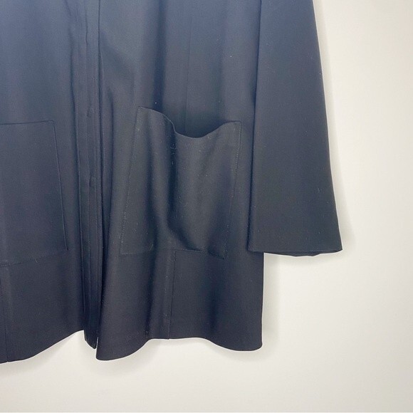 Eileen Fisher Wool Button Up Long Sleeve Blouse Pockets Size Medium - Picture 2 of 9